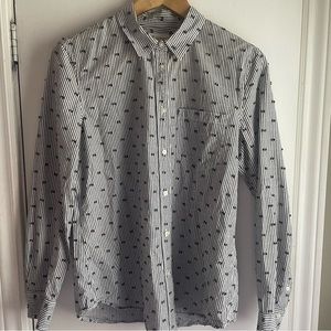 GAP cotton fitted boyfriend pinstripe button down shirt size large